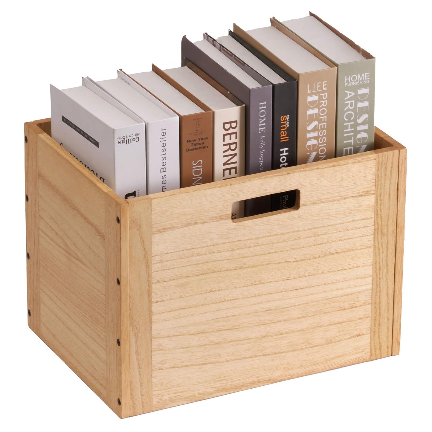 KIRIGEN Stackable Wood Storage Cube /Basket/ Bins Organizer for Home Books Clothes Modular Open Cubby Storage System - Office Cubical Bookcase Closet Shelves C26-NA