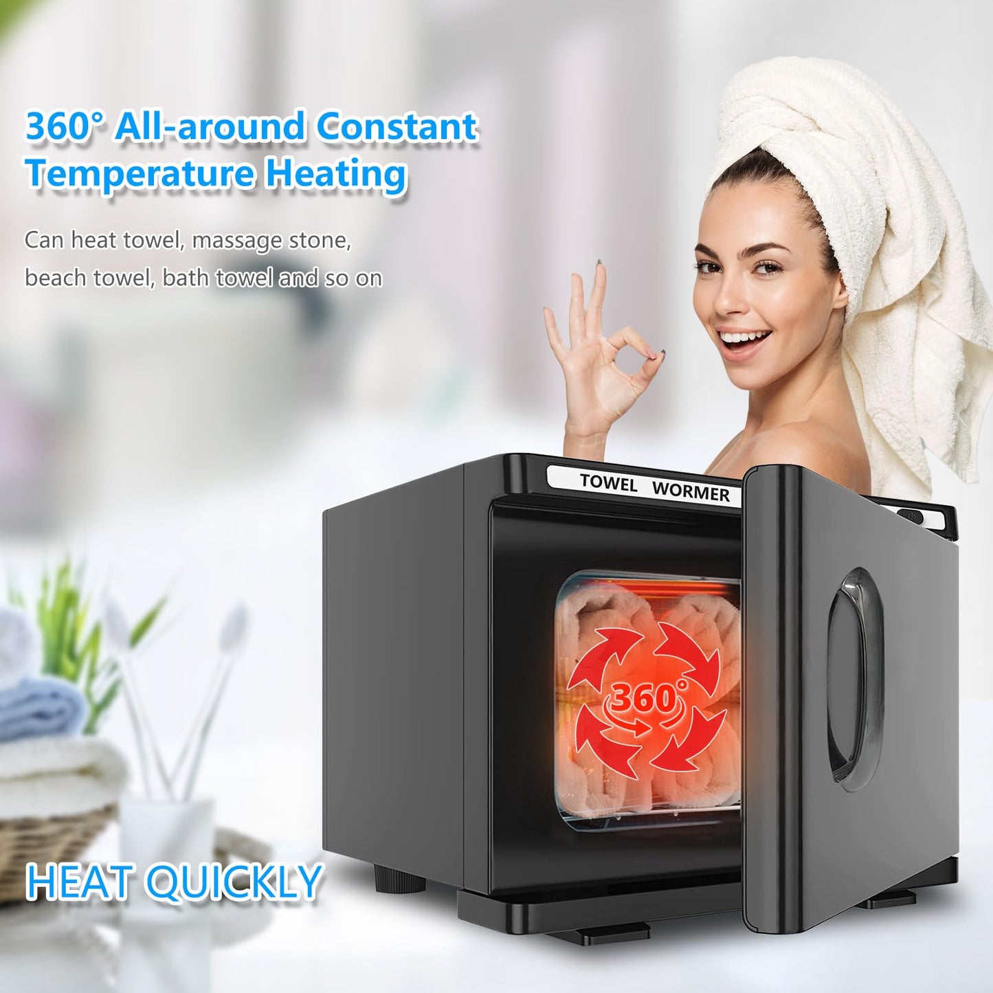 Small Hot Towel Warmer for Spa Home Salon Esthetician 2-in-1 5L Mini Personal Hot Towel Cabinet Towel Warmers Spa, Fast Heating Towel Heater Towel Steamer for Facials…