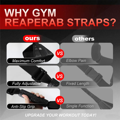 Ab Straps for Pull Up Bar, Heavy-Duty 350LB Core & Abs Trainer, Extra Wide 7.8” Leather Padded Arm Supports, Adjustable Length, Cable Machine Compatible (Black)