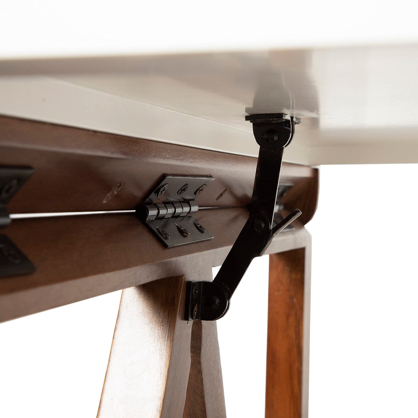 Kate and Laurel Kaya Modern Wall-Mounted Folding Table, 24 x 33 x 31, White and Walnut, Space-Saving Versatile Table with Folding Design for Dining Room or Home Office Decor