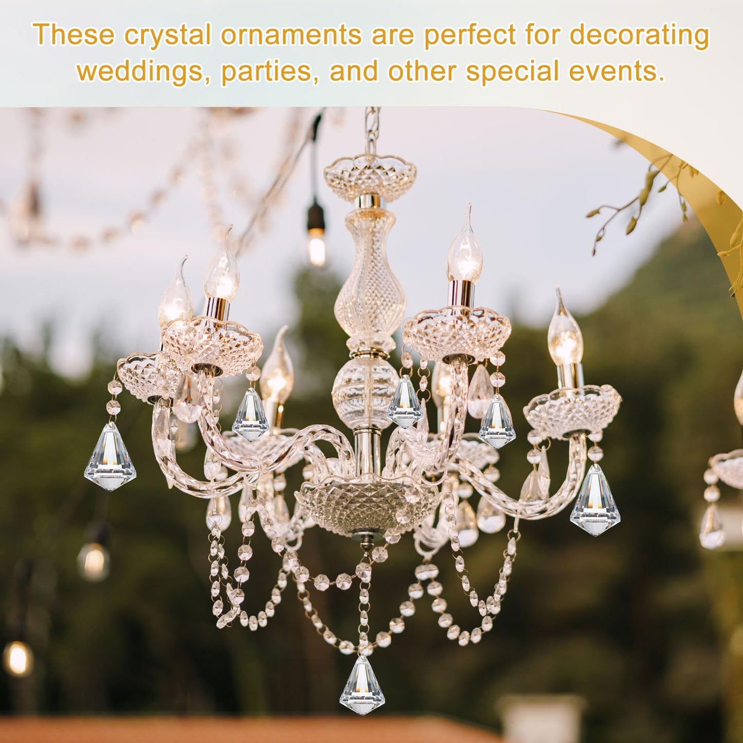 YELARXI Crystal Ball Prisms, Sun Catcher Hanging Prism Sun Catcher Pendant 42mm / 1.65Inch & 10 Pack & Champagne-Fitting for (Outdoor/Indoor/Windows/DIY Decor/Feng Shui/Chandelier)
