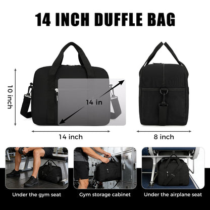 Uarition 14 inch Small Gym Bag for Men & Women, Mini Duffle Bag for Travel Sports, Lightweight Carry On Duffel Bag, Black