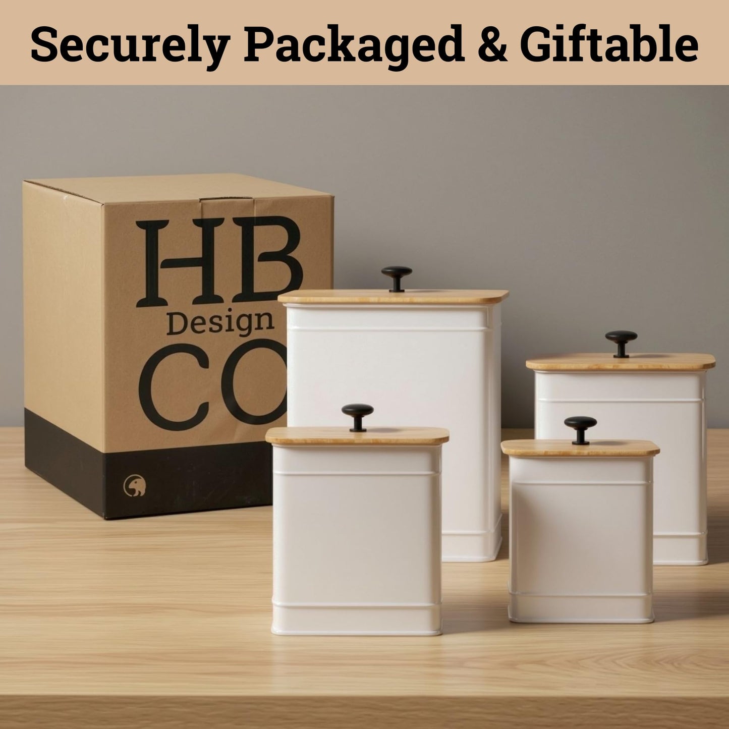 Kitchen Canisters for Countertop Set of 4 with Customizable Chalkboard Labels & Marker Pen - Big Iron Kitchen Canisters with Airtight Lids - Canisters Sets for the Kitchen - White Kitchen Canister Set