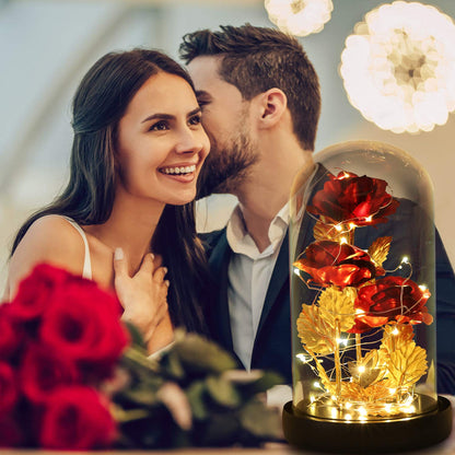 Womens Gift for Christmas Birthday Gift,Christmas Rose Gifts for Women,Galaxy Flower Rose with 2 Light Modes,Colorful Crystal Flower Enchanted Rose in Glass Dome,Xmas Gifts for Mom Wife Girlfriend