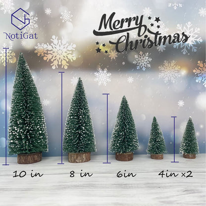 NotiGat mini Christmas Tree Bottle Brush Christmas Trees with Wooden Bases Christmas Decorations for Party Table top decer Christmas Tree （5pcs）