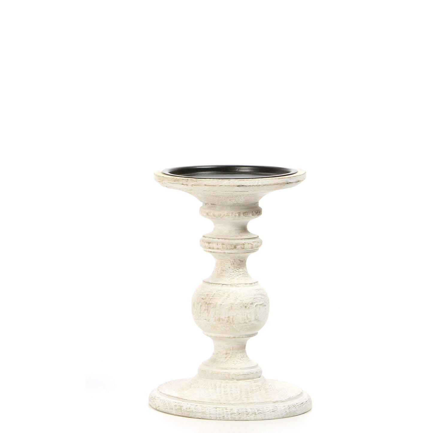 Hosley Antique White Wooden Pillar Candle Holder Country Style 7 Inch High Ideal Gift for Wedding Party Special Occasion or as a Candle Holder W1