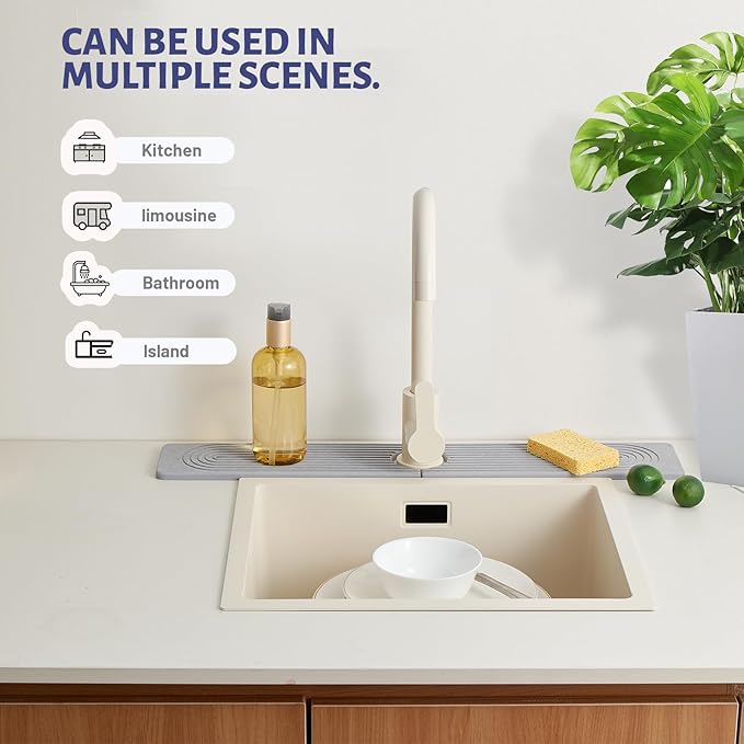 Stone Faucet Mat for Kitchen Sink，Super Absorbent Diatomite Fast Drying Stone