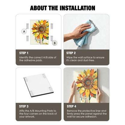 INFINIPANEL Sunflower Wall Art Print for Bathroom Framed Wall Decor - XPS Waterproof & Lightweight Construction - Perfect for Humid Bathrooms Boho Decor for Home, Bedroom & Living Room -12"×16"