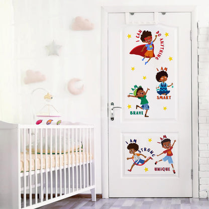 Yovkky Black Boy Inspirational Wall Decals Stickers, African American Positive Quote Toddler Baby Nursery Classroom Decor, Motivational Saying Stars Home Decorations Afro Kids Bedroom Playroom Art