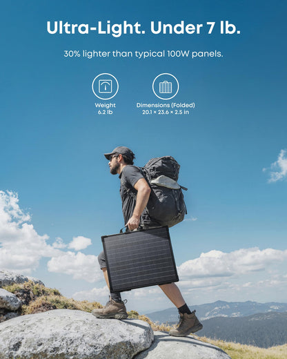 Anker SOLIX PS100 Bifacial Portable Solar Panel, 100W Foldable Solar Charger with Dual-Sided Power Generation, 25%+ High Conversion Efficiency, for Camping, RVs, and Home Backup
