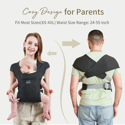 MOMTORY Baby Carrier for Newborns from Birth, Comfortable Hip Seat for Baby, Ergonomic Carrier for Newborn to Toddler with Velcro Fastening, Easily Adjustable Hip Carrier, 3-12 kg, Black