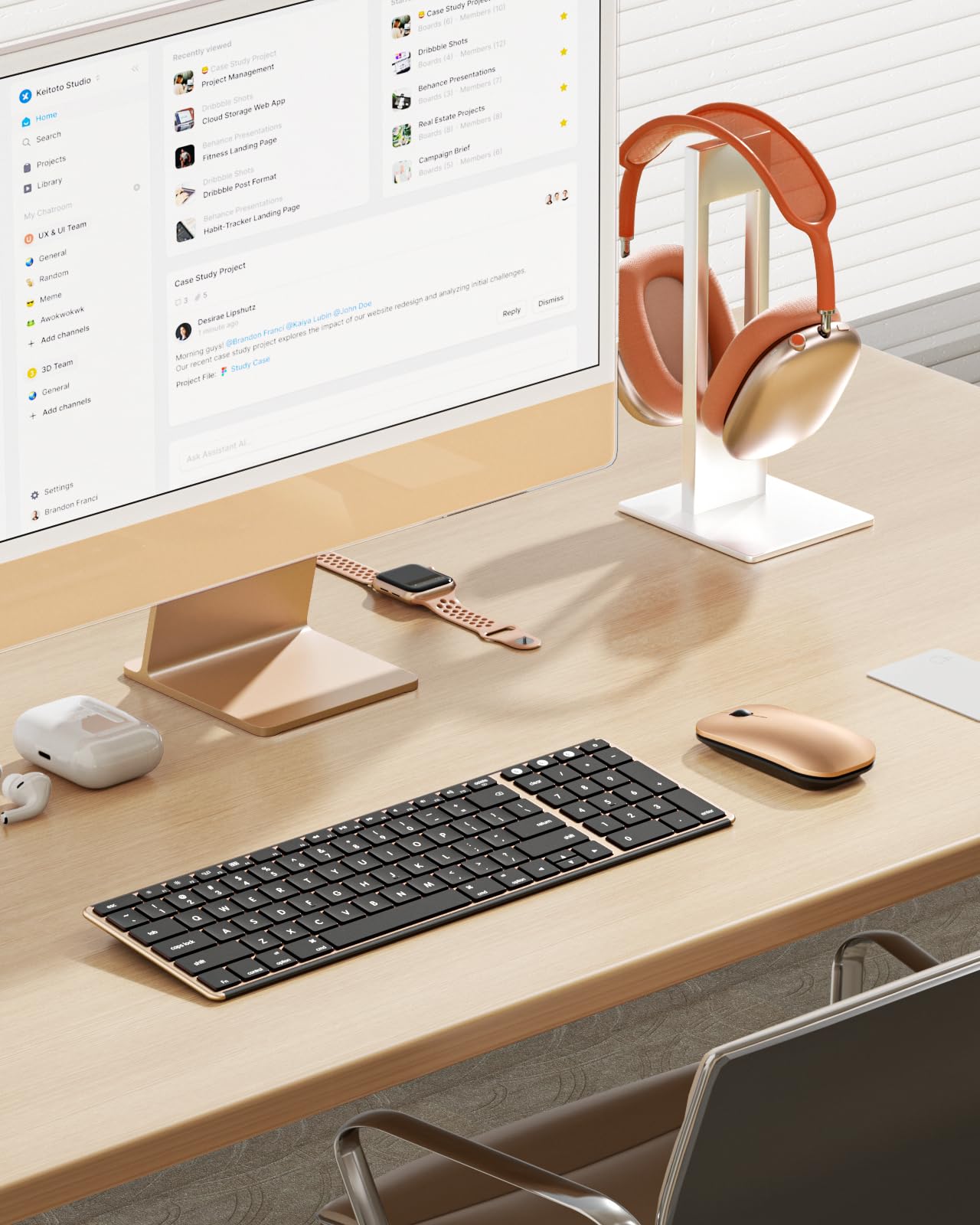 seenda Bluetooth Keyboard and Mouse for Mac, SKM64-2 Multi-Device Rechargeable Slim Wireless Keyboard Mouse Stainless Steel Full Size, Compatible with MacBook Pro/Air, iPad, Mac - Space Gray