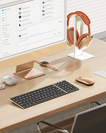 seenda Bluetooth Keyboard and Mouse for Mac, SKM64-2 Multi-Device Rechargeable Slim Wireless Keyboard Mouse Stainless Steel Full Size, Compatible with MacBook Pro/Air, iPad, Mac - Space Gray
