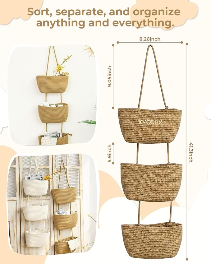 2Pack Over The Door Hanging Basket, 3 Tier Hanging Baskets