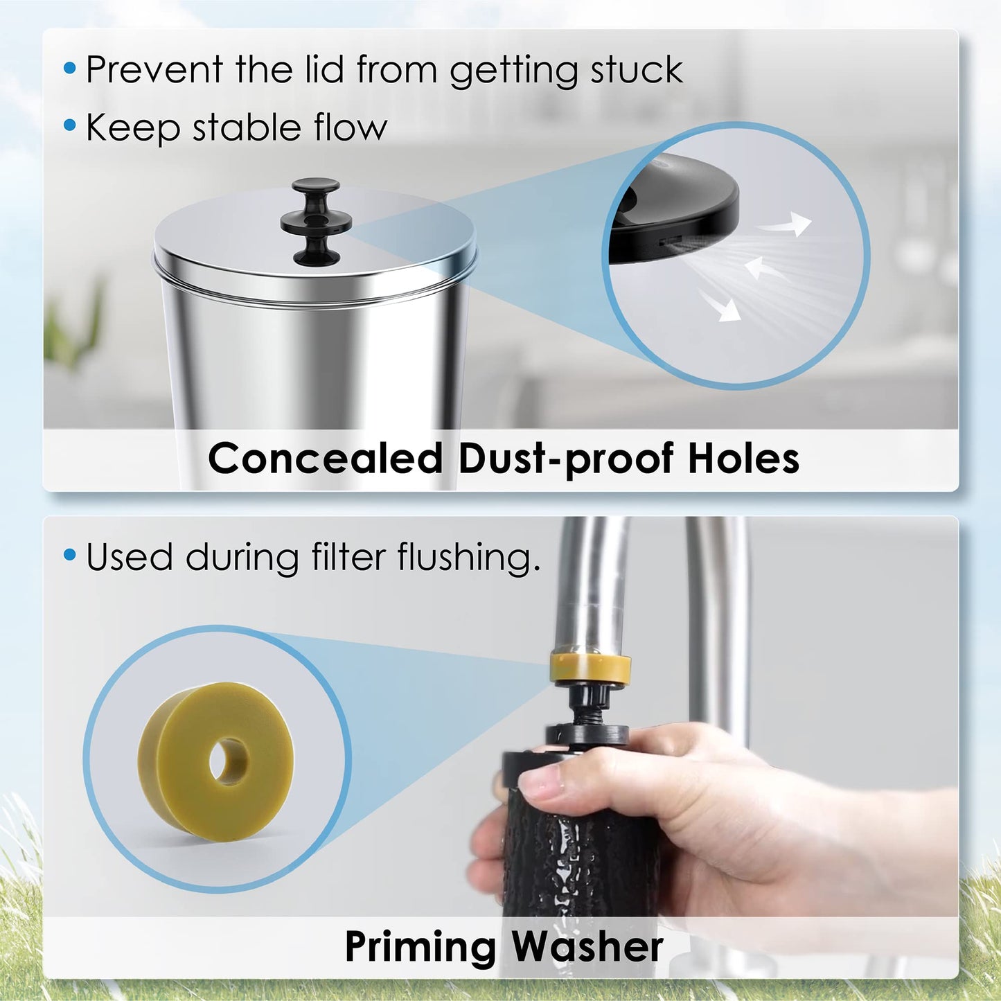 Waterdrop TK-A Gravity Water Filter System, NSF/ANSI 42&372 Standard, Reduces Lead and up to 98% of Chlorine, with 2 Black Carbon Filters and Metal Spigot for Home, Travel, 2.25G