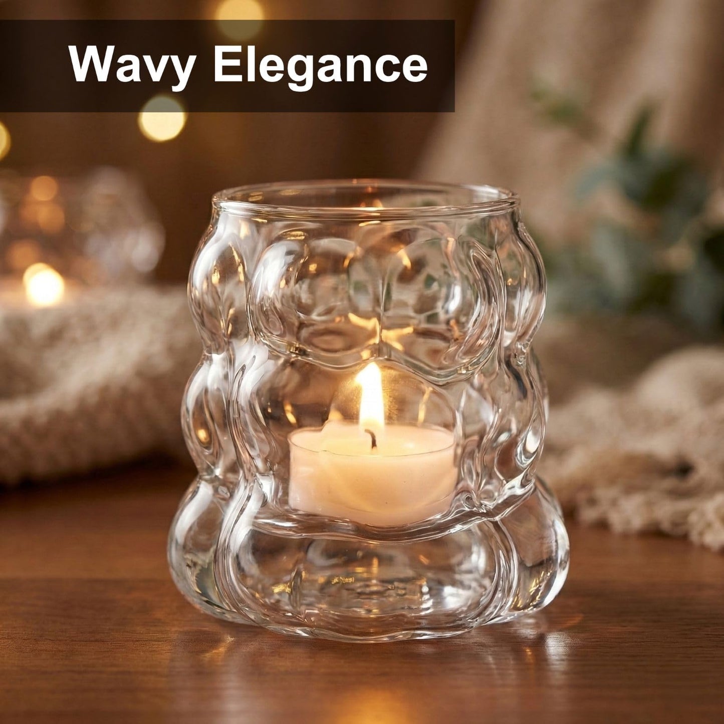 2PCS Crystal Bubble Glass Candle Holders: Votive Tealight Candle Holders