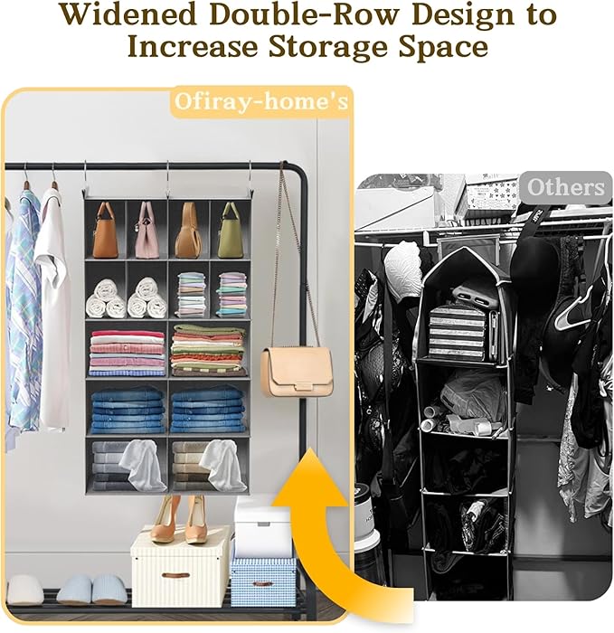Ofiray-home 5 Tier Hanging Closet Organizer, 14 Compartments Sweater Organizer