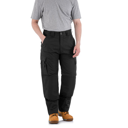 WrightFits Falcon Work Trousers Men - Heavy Duty Work Pants for Men Durable Trademens Workwears - Cargo Combat Trousers Triple Stiching Multi Pocket Kneepad Pocket 34/29 Black