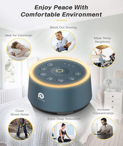 Dreamegg White Noise Machine, D1 Blue Sleep Sound Machine with Night Light for Baby Kid Adult, 24 Natural Sounds Therapy, Continuous or Timer, Sound Machine for Sleeping Nursery Travel Gift