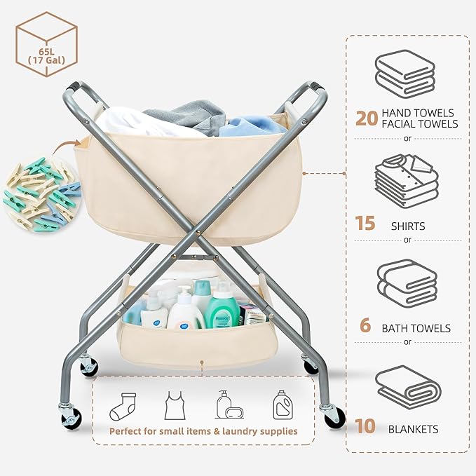 STORAGE MANIAC Collapsible Laundry Cart