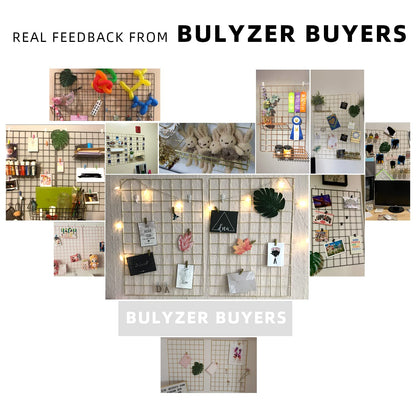 BULYZER Grid Wire Board,for Memo Picture Panel Wall Decoration for Room Office Mat Photo Hanging Art Display Frames Desk Storage Organizer,17.3" x 11.8"(2Pack) (Gold)