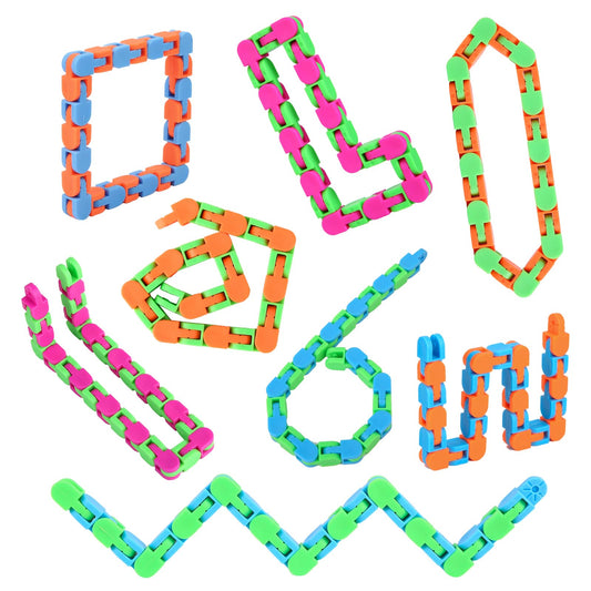 8Pcs Fidgets Wacky Tracks Fidget Toys for Kids Classroom Students Gifts School Prizes Stocking Stuffers Sensory Autism Snap Fidget Click Snake Toys for Adults Travel Stress Relief ADHD