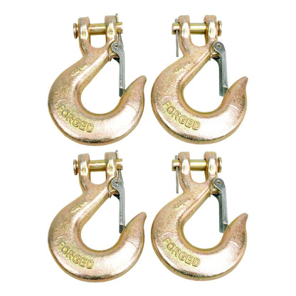 TBAPFS 4 Pack 3/8" Inch Clevis Grab Hooks G70 Steel Chain Slip Hook with Safety Latch 18000 Lbs Capacity Working with Towing and Chain