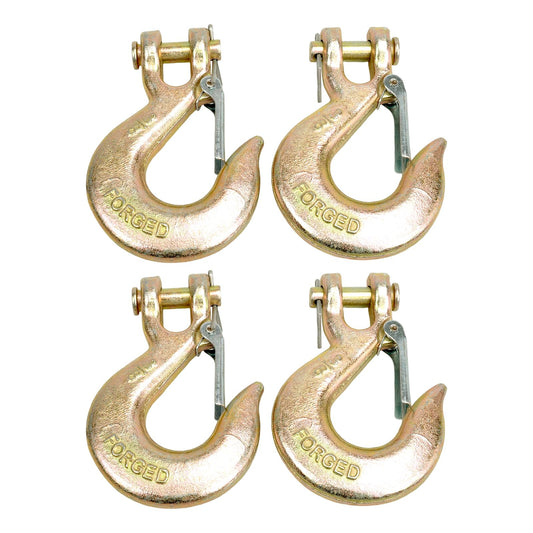 TBAPFS 4 Pack 3/8" Inch Clevis Grab Hooks G70 Steel Chain Slip Hook with Safety Latch 18000 Lbs Capacity Working with Towing and Chain