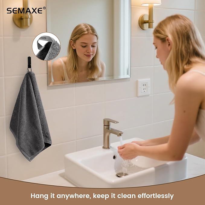 SEMAXE 6-Pack Gray Hand Towels