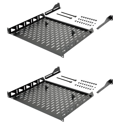 Tecmojo 1U Rack Shelf,19 inch Rack Shelf 14 inch Depth,Rack Mount Shelf with Anti-Slip Stops,Server Rack Shelf and Network Shelf for 19in Equipments, 110lbs Capacity of Vented 1U Shelf,No Lip(2 Pack)