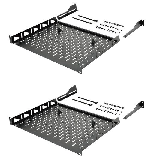 Tecmojo 1U Rack Shelf,19 inch Rack Shelf 14 inch Depth,Rack Mount Shelf with Anti-Slip Stops,Server Rack Shelf and Network Shelf for 19in Equipments, 110lbs Capacity of Vented 1U Shelf,No Lip(2 Pack)