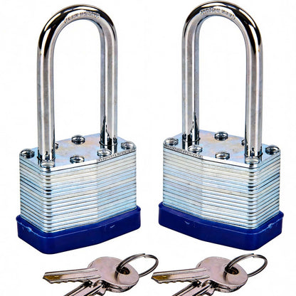 SEPOX® 2PCS Heavy Duty Padlock Keyed Alike, 2-3/8" Extra Long Shackle, 40MM 1-9/16" Laminated Steel Lock Body, Ideal for Gym Locker, Sheds, Gate, Warehouse, Tool Box, Hasp (4 Keys Same)
