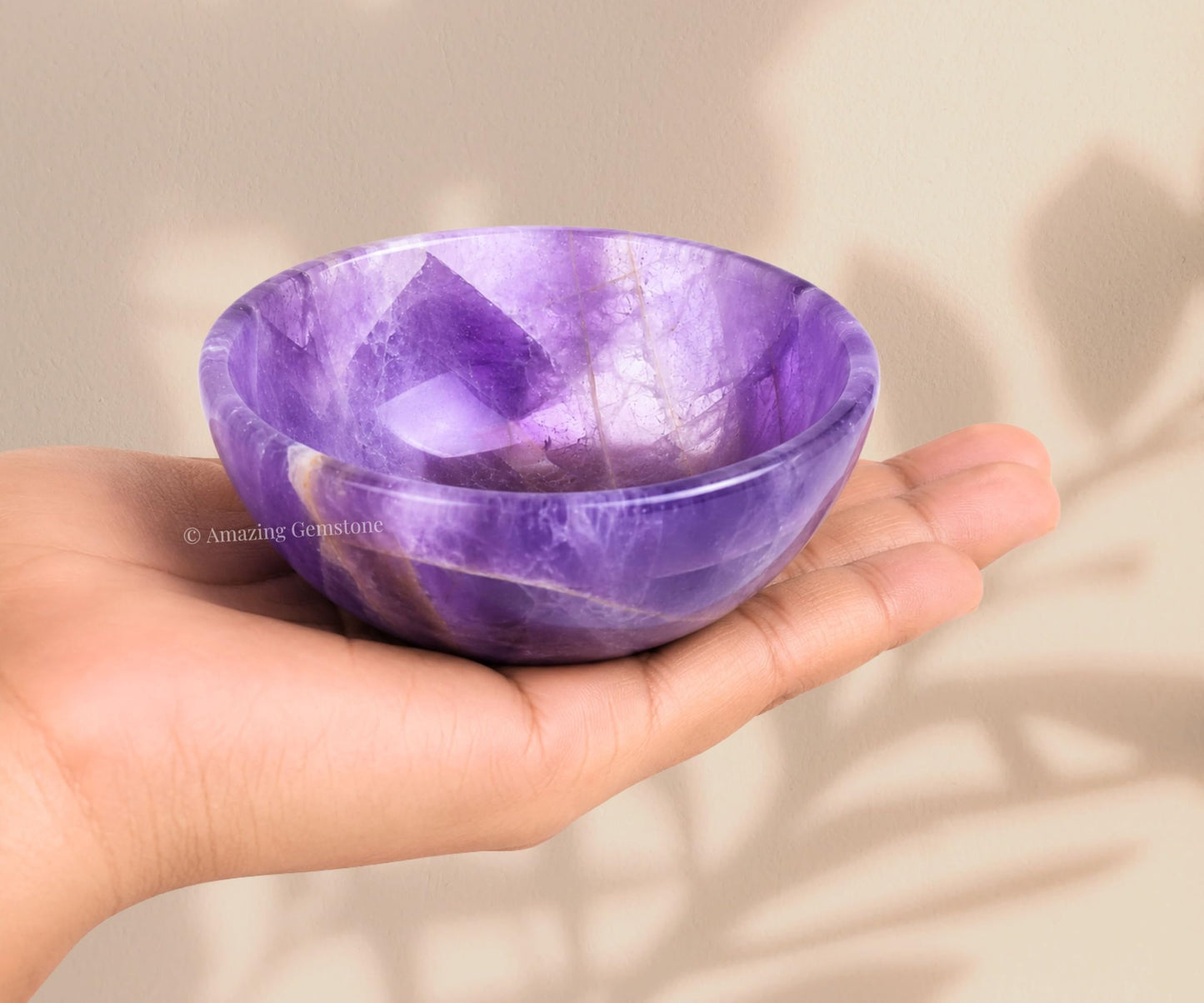 Amethyst Crystal Bowl - 3 Inch Decorative Bowls for Room and Home Decor - Gemstone Healing Crystals for Elegant Display, Positive Energy Balance and Gift