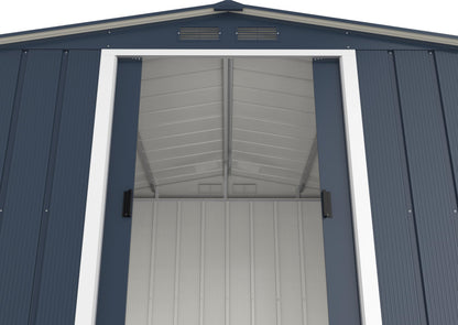 Duramax ECO 8 x 8 (6.35 m2) Metal Garden Storage Shed, Hot-Dipped Galvanized Metal Garden Shed, Tool Storage Shed, Strong Reinforced Roof Structure, Maintenance-Free Metal Shed, Anthracite