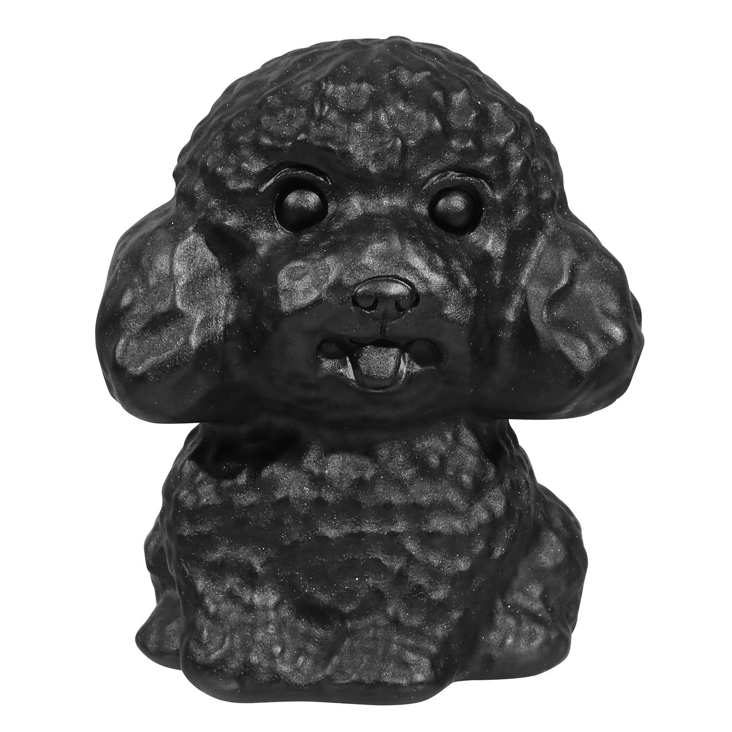 TUMBEELLUWA Black Obsidian Poodle Dog Figurine Carved Crystal Puppy Statue Stone Animal Sculpture for Home Table Shelf Decor