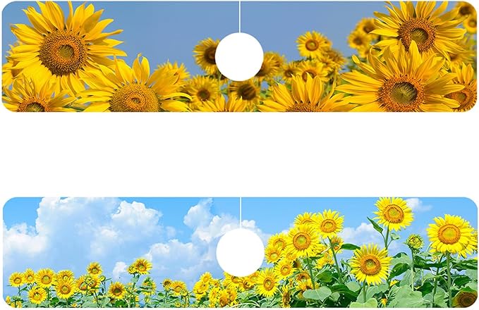 2 Pack Sunflower Field Sink Faucet Absorbing Mat Sunflowers Blooming Super