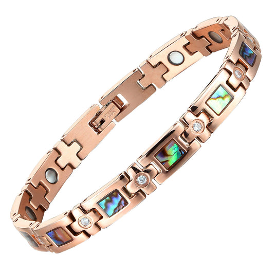 MagEnergy Magnetic Bracelet for Women, Titanium Steel Strength Magnetic Bracelet with Sizing Tool, Adjustable Jewelry Gifts (Rose Gold)