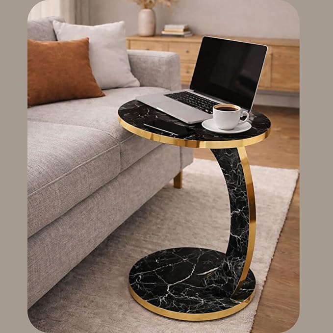 Luxury C Shaped Golden Effect Side Table
