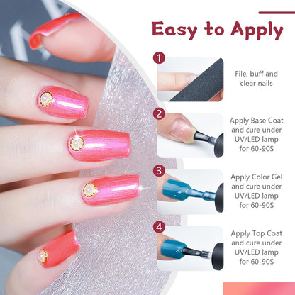 JODSONE Gel Nail Polish Kit with U V Light 32 Colors Gel Polish Nail + 4 Functional Adhesive Bottles Kit Soak Off Manicure Tools Gifts for Women