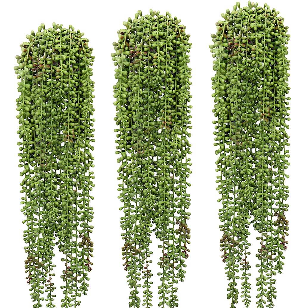 SzJias 3 Pcs String of Pearls Plant Artificial Hanging Succulents Plants for Home Garden Decor (Pots Not Included)