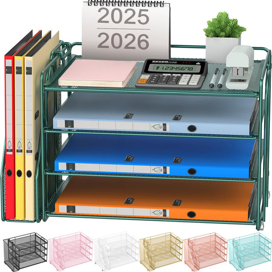 Spacrea Desk Organizers and Accessories, Paper Organizer for Desk with File organizer, Desk Accessories & Workspace Organizers for Office Supplies (Dark Green)