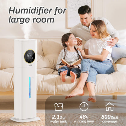 Humidifier Large Room Bedroom with Night Light, 2.1Gal(8L) Humidifiers for Home with Essential Oil Diffuser, Top Fill Whole House Cool Mist Humidifiers for Plants Baby Kids Adults(Black)