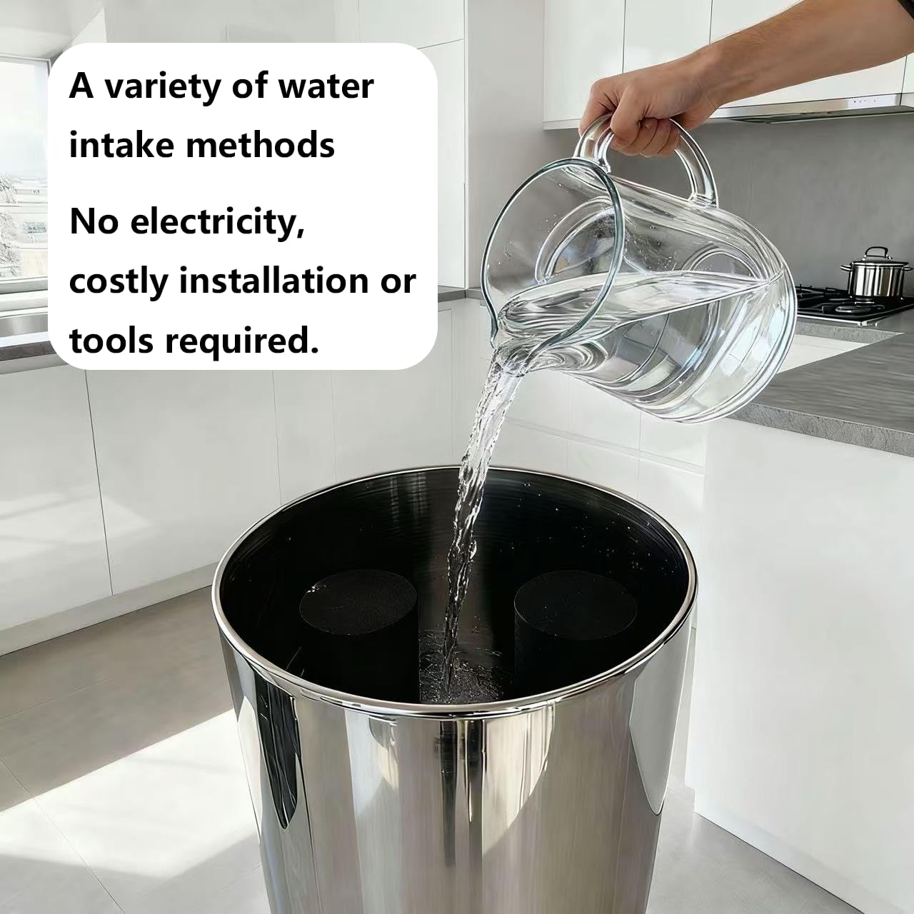 2.25G Ultra-Filtration Gravity Water Filter System-304 Stainless Steel Countertop System with Handle,2 Shut-Off Valves,4 Cups+Holders,2 Carbon Filters and Stand,NSF/ANSI 42 Certification