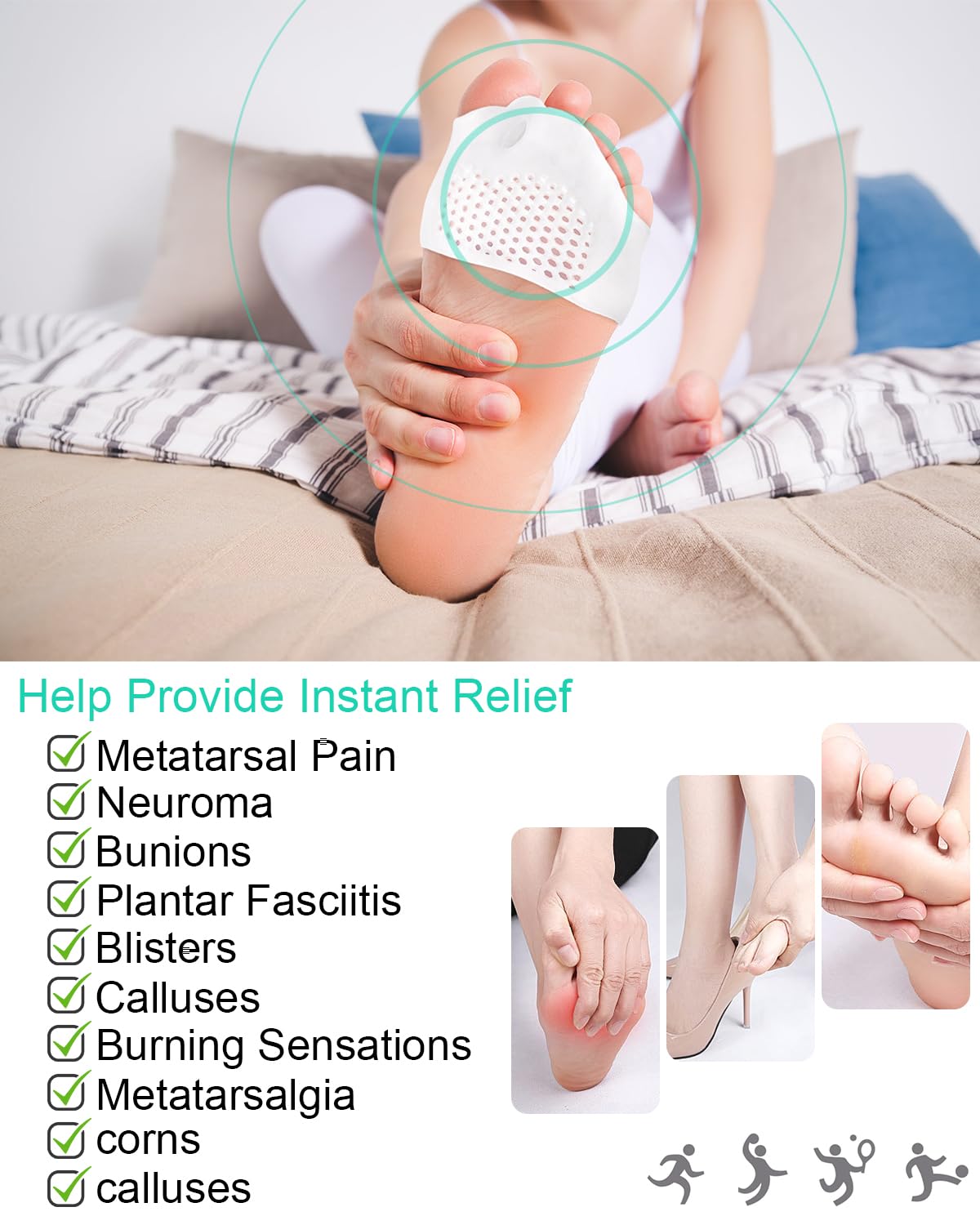 PGRODE 3 Pairs Metatarsal Pads Toe Spacers Separators for Bunion Correction, Soft and Breathable Foot Cushion Hammertoe Corrector for Women Men Feet Relief