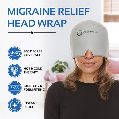 Migraine Relief Cap Ice Head Wrap Headache and Migraine Hat | Headache Relief with Hot/Cold Gel Head Ice Pack with Face and Eye Headache Mask Compress