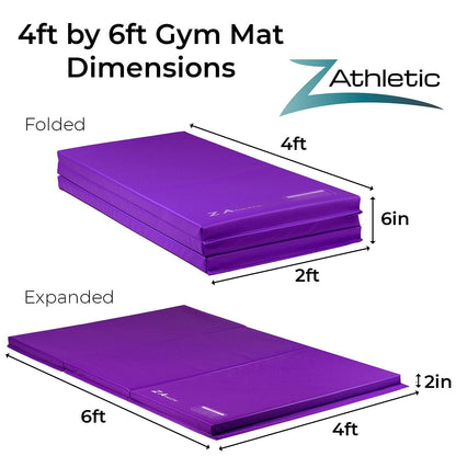 Z Athletic Folding Mat for Gymnastics, Tumbling, Cheerleading, and More, 4 Ft x 6 Ft x 2 In
