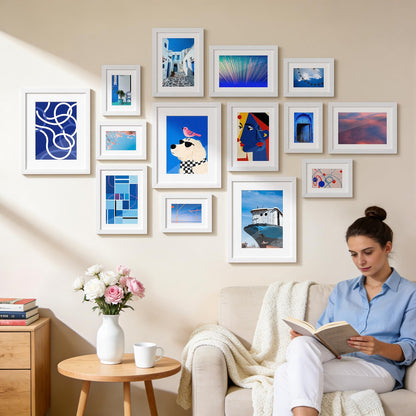 HappyHapi 8x10 Picture Frame Set of 6, 8x10 White Picture Frame Display Pictures 5x7 with Mat or 8x10 Without Mat. Wall Hanging Photo Frame or Tabletop Display Gallery Frame (White)