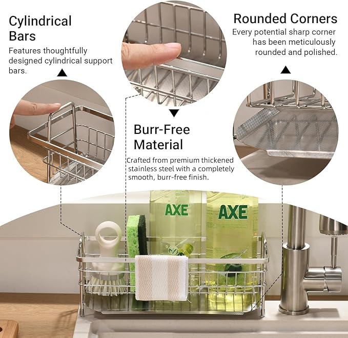 Sponge Holder for Kitchen Sink BANJEKT Sink Caddy Dish Sponge Holder Rustproof