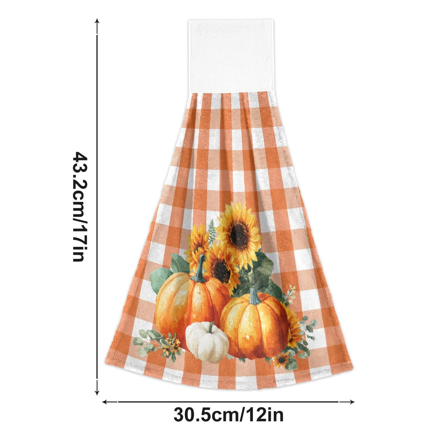 Boccsty Autumn Pumpkin Hanging Kitchen Towels 2 Pieces Harvest Sunflower Orange Buffalo Check Dish Cloth Tie Towels Hand Towel Tea Bar Towels for Bathroom Farmhouse Housewarming Tabletop Home