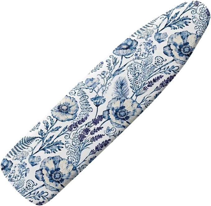 Blue Floral Print Ironing Board Cover Heavy Duty Thick Padding Iron Board